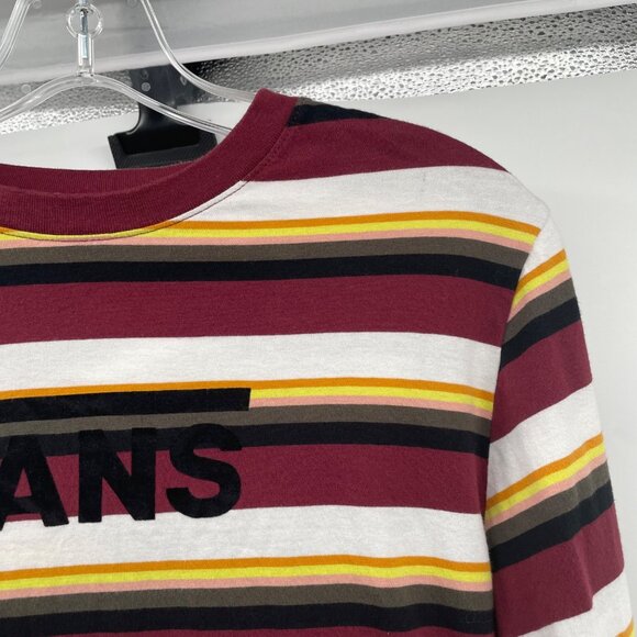 Vans Womens Striped Crop Top Long Sleeve Logo Multicolor Size Small - Picture 4 of 8
